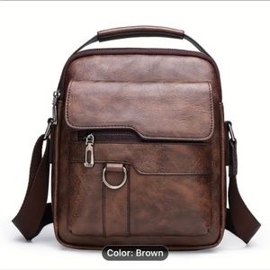 New! Men's Brown Casual Shoulder Bag, Large Capacity Multifunctional